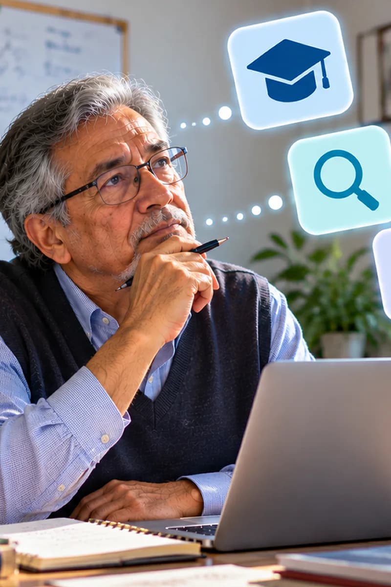 Una persona decide qué tarea educativa quiere realizar antes de utilizar inteligencia artificial.